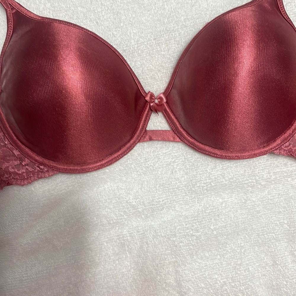 Vanity Fair Satin T-Shirt Bra in Deep Red